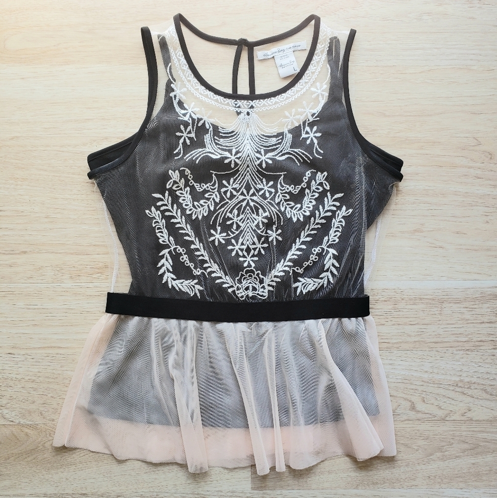 American Rag Pink and Black Tank Blouse